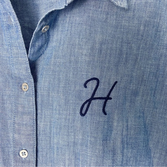 Tommy Hilfiger Floral Embroidered Denim Button Down Shirt - Picture 4 of 7